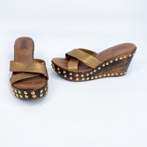 CARLOS‎ SANTANA Studded Wedge Sandal 7